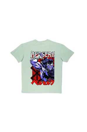 Lenithra Berserk Guts Anime Sırt Baskılı Unisex Oversize T-shirt Gri / M