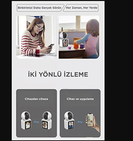 Monitörlü Smart Ip Full Hd 360° Akıllı Güvenlik Kamerası Bebek Kamerası