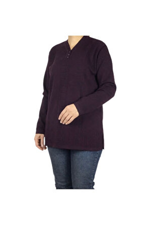 KADIN VYAKA KAPALI ÜÇ DÜĞMELI KALIN KIŞLIK ANNE BLUZ