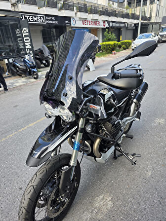 MOTOCAM Moto Guzzi V85 Siperlik Ön Cam 2019-2023 Model 58cm Şeffaf Renkli 4mm