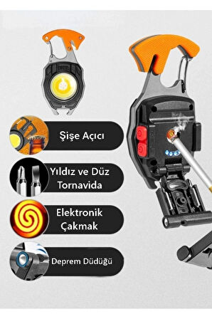 Çok Fonksiyonlu Kampçı El Feneri Şişe Açacağı,Tornavida,Düdük,Rüzgar Çakmağı ,Kemer Kesici
