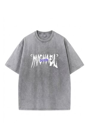 Micheal Baskılı Yıkamalı Vintage Unisex Oversize T-Shirt