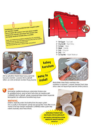 Geylani 125 lik Plastik Atık Pis Su Çekvalf Klapeli 125mm