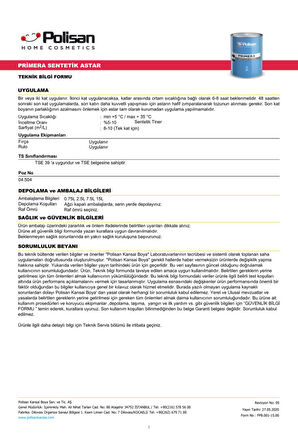 Polisan Primera Sentetik Astar Beyaz 0,75 Lt