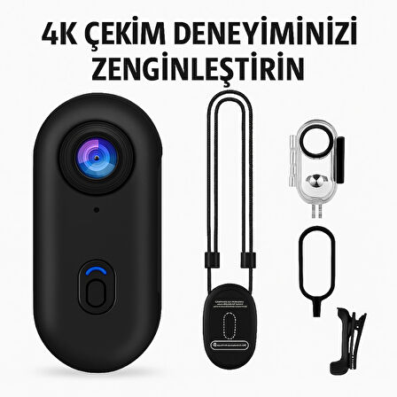 Ultra Kompakt 4K Aksiyon Kamerası – Su Geçirmez, Yüksek Çözünürlüklü Kayıt Ultra HD Mini Kamera