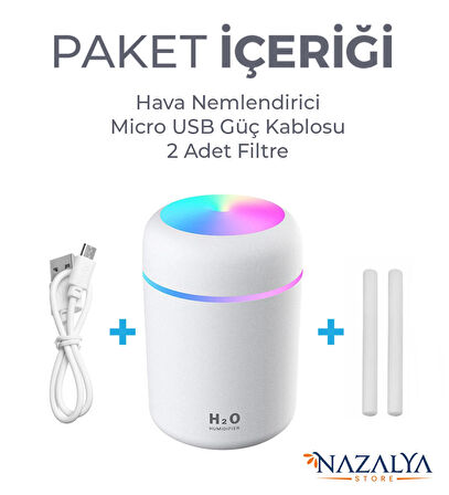 300 ml Ulrasonik Ledli Hava Nemlendirici Buhar Makinesi Ve Aroma Difüzörü Beyaz