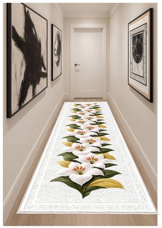 Çiçek Dijital Baskı Halı Kaymaz Tabanlı Yıkanabilir Halı Yolluk Salon Halısı 1787