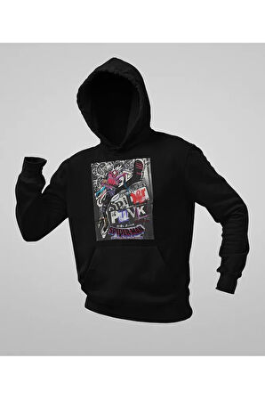 Spider-Punk Baskılı Unisex Oversize Örümcek Adam Hoodie