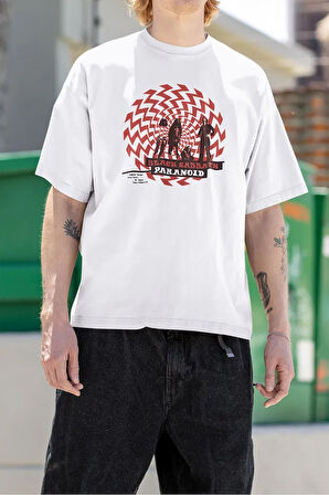 Paranoid Black Sabbath Müzik Grubu Baskılı Unisex Tişört, Oversize Rock Metal Tişört