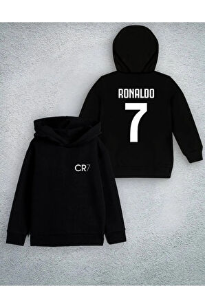 Cristiano Ronaldo Cr7 Baskılı Kapüşonlu, 2iplik Kalın Kumaş Çocuk Sweatshirt , Unisex , Hoodie