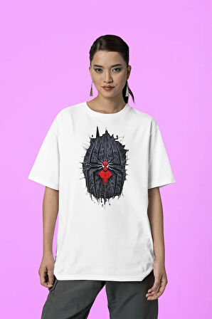 Tasarım Spider-Man Baskılı Unisex Tişört, Oversize Marvel Örümcek Adam Tişört