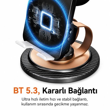 Bluetooth 5.3 Hoparlörlü & Bluetoothsuz Kullanımlı 360° Döner Telefon Tablet Tutucu Stand