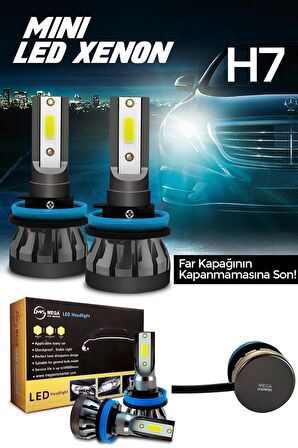 Slim Led Xenon Şimşek Etkili Mini Beyaz H7 Kapak Kapanma Garantili