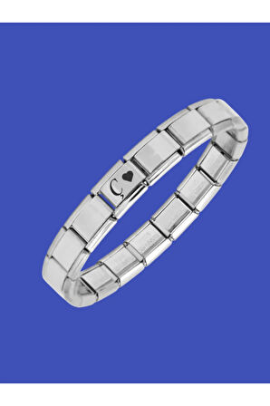 Çelik Bileklik İtalyan Charmlı Kalpli Harfli Kararmaz Solmaz En Güzel Hediye 1 Adet Uniseks Kutulu