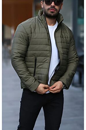 Erkek Haki Şişme Astarlı Mont Ceket