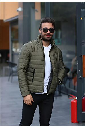Erkek Haki Şişme Astarlı Mont Ceket