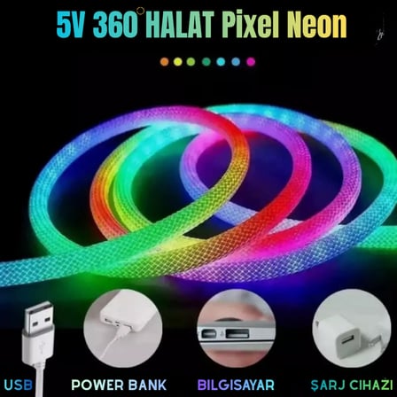 Halat 360 Pixel Neon Telefon  ve Uzaktan Kumandalı 5v
