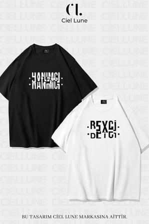 nevermind unisex hanımcı beyci baskılı sevgili çift kombini tasarım tişört 2'li set