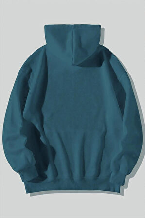 Unisex Happiest Baskılı Oversize Kapşonlu Sweatshirt