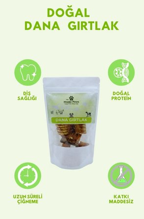Dana Gırtlak Çiğnemelik Köpek Ödül Maması %100 Doğal, Glutensiz, Organik 100 gr 