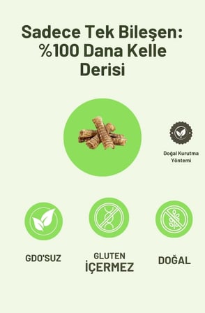 Dana Gırtlak Çiğnemelik Köpek Ödül Maması %100 Doğal, Glutensiz, Organik 100 gr 