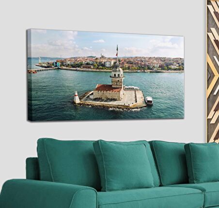 Kızkulesi ve Üsküdar Kuşbakışı Manzarası Dekoratif Kanvas Tablo 1208