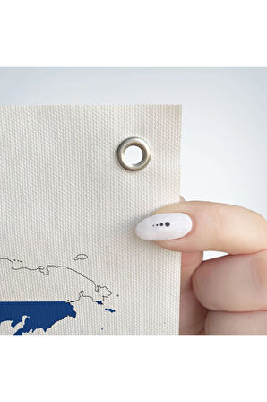 Dünya Haritası Bayrak Desenli Dekoratif Kanvas Duvar Örtüsü-Halısı 1043