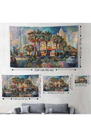 Yağmurdan Sonra Sevilen Sochi Şehrinin Mimari Manzara Kanvas Duvar Örtüsü-Halısı-1114