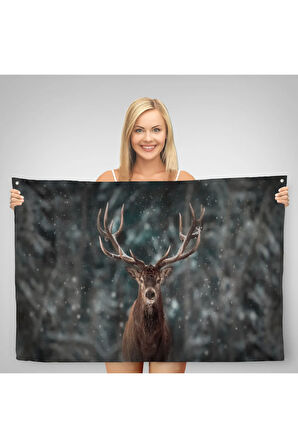 Geyik Dekoratif Kanvas Duvar Örtüsü-Halısı 1164