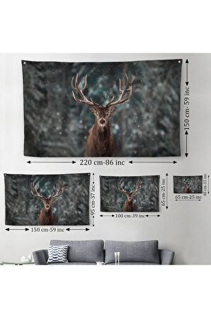 Geyik Dekoratif Kanvas Duvar Örtüsü-Halısı 1164