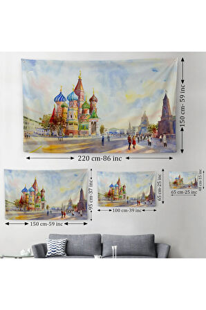 Kremlin Ve Kızıl Meydan Aziz Basil Katedrali Moskova Duvar Örtüsü-Halısı-3559