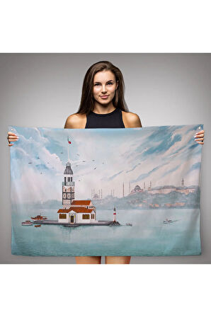 Kız Kulesi Yağlıboya Görünüm Dekoratif Kanvas Duvar Örtüsü-Halısı-3587