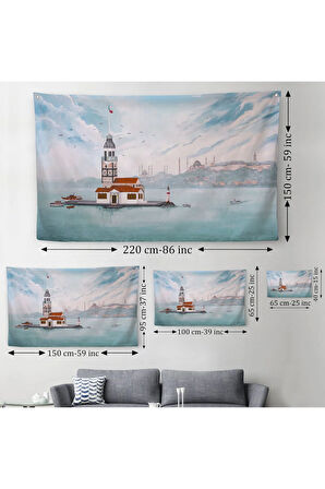 Kız Kulesi Yağlıboya Görünüm Dekoratif Kanvas Duvar Örtüsü-Halısı-3587