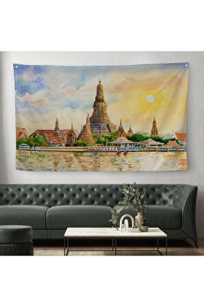 Wat Arun Tapınağı Tayland Bangkok Dekoratif Kanvas Duvar Örtüsü-Halısı-3622