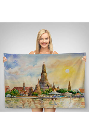 Wat Arun Tapınağı Tayland Bangkok Dekoratif Kanvas Duvar Örtüsü-Halısı-3622