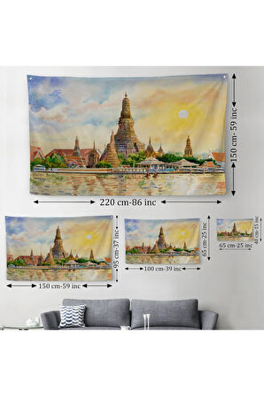Wat Arun Tapınağı Tayland Bangkok Dekoratif Kanvas Duvar Örtüsü-Halısı-3622