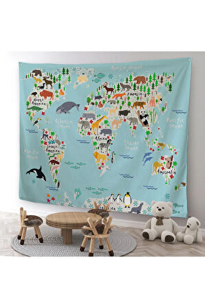 Eğitici Dünya Haritası Dünya Atlası Çocuk Ve Bebek Odası Duvar Örtüsü-halısı 3771
