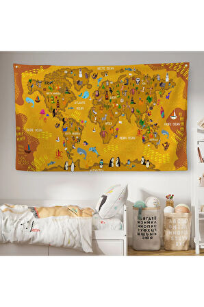 Eğitici Dünya Haritası Dünya Atlası Çocuk Ve Bebek Odası Duvar Örtüsü-halısı 3781