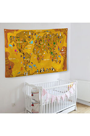Eğitici Dünya Haritası Dünya Atlası Çocuk Ve Bebek Odası Duvar Örtüsü-halısı 3781