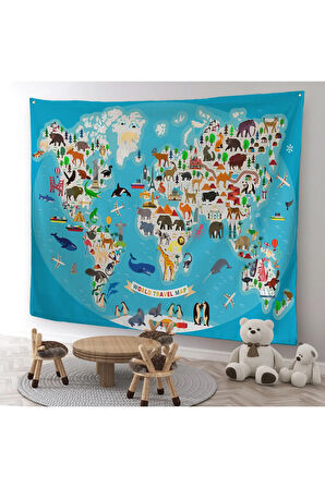 Eğitici Dünya Haritası Çocuk Odası Sticker 3787
