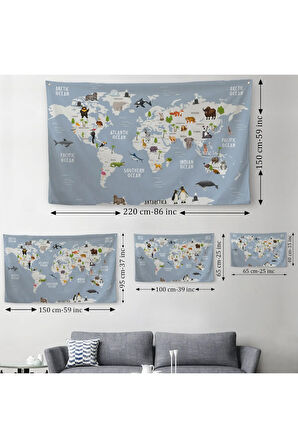 Eğitici Dünya Haritası Dünya Atlası Çocuk Ve Bebek Odası Duvar Örtüsü-halısı 3789