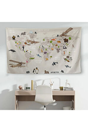 Eğitici Dünya Haritası Dünya Atlası Çocuk Ve Bebek Odası Duvar Örtüsü-halısı 3797