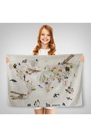 Eğitici Dünya Haritası Dünya Atlası Çocuk Ve Bebek Odası Duvar Örtüsü-halısı 3797