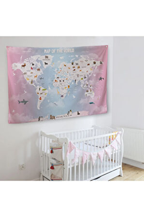 Eğitici Dünya Haritası Dünya Atlası Çocuk Ve Bebek Odası Duvar Örtüsü-halısı 3801