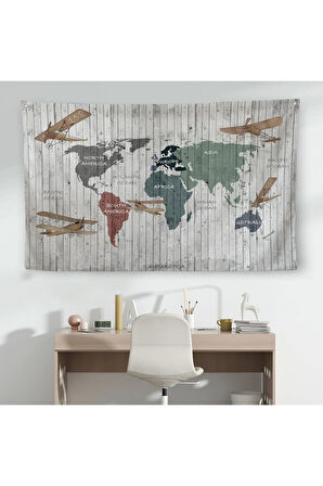 Eğitici Dünya Haritası Dünya Atlası Çocuk Ve Bebek Odası Duvar Örtüsü-halısı 3804
