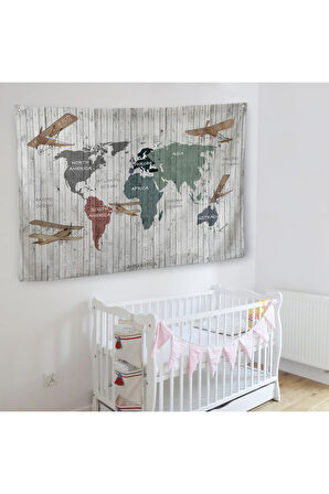 Eğitici Dünya Haritası Dünya Atlası Çocuk Ve Bebek Odası Duvar Örtüsü-halısı 3804