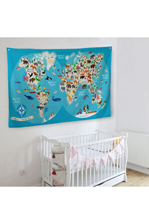 Mavi Eğitici Dünya Haritası Dünya Atlas 3806