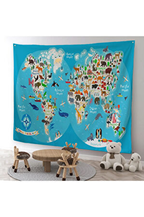 Mavi Eğitici Dünya Haritası Dünya Atlas 3806