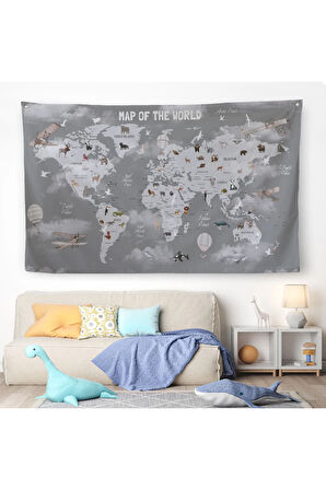 Dünya Atlası Çocuk Ve Bebek Odası Duvar Örtüsü-halısı 3811