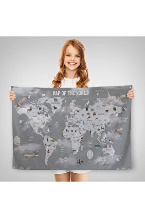 Dünya Atlası Çocuk Ve Bebek Odası Duvar Örtüsü-halısı 3811